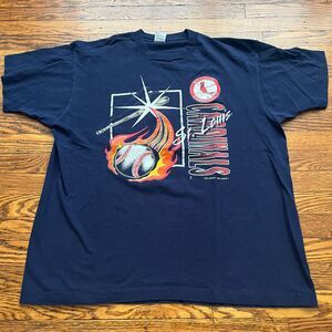 Vtg St. Louis Cardinals MLB Logo Athletic 1992 FotL Fastball Blue T-Shirt XL